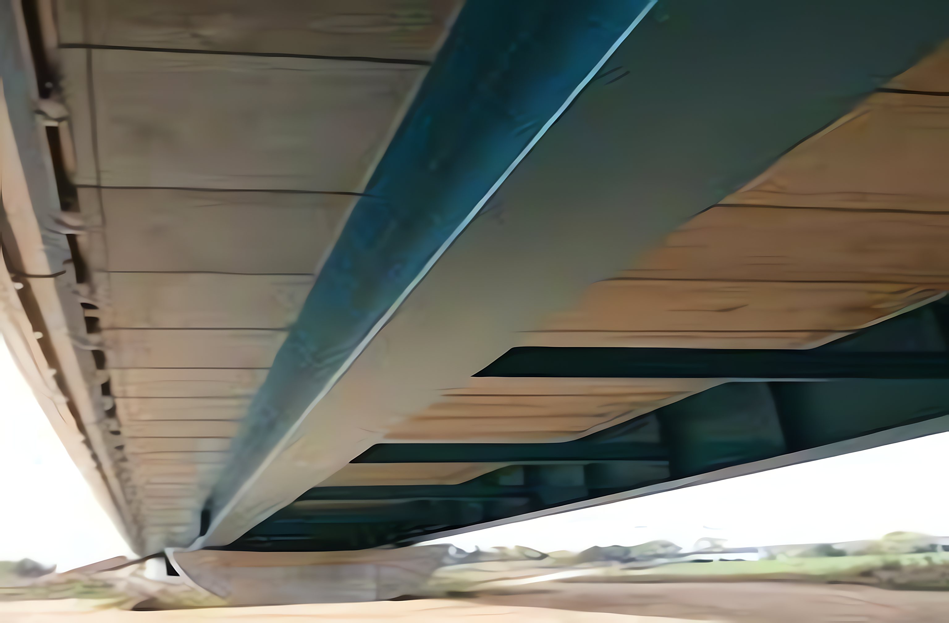 Tablier d'un pont en construction, vue inférieure